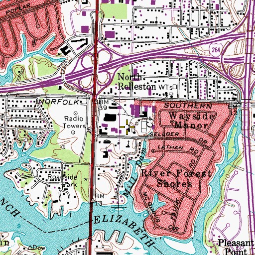 Topographic Map of Riverside Baptist Church, VA