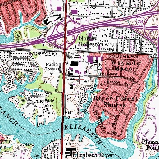 Topographic Map of Tidewater Gospel Assembly Church, VA