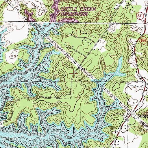 Topographic Map of Lake Toano Estates, VA