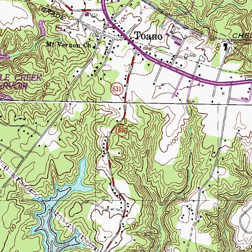 Topographic Map of Toano Trace, VA