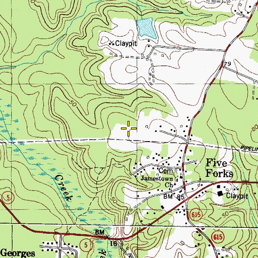 Topographic Map of Powhatan Crossing, VA