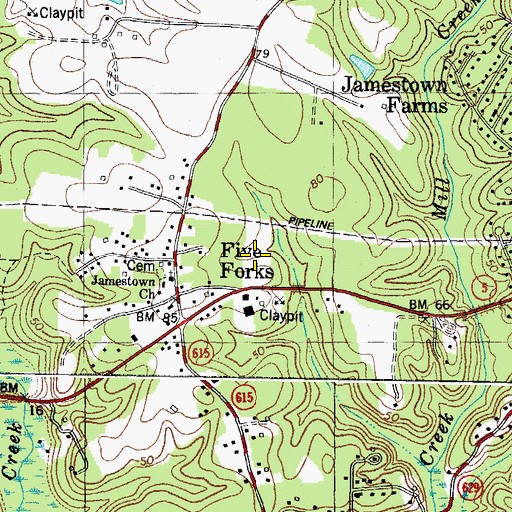 Topographic Map of John Tyler Commercial Park, VA