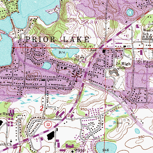 Topographic Map of Prior Lake Railroad Station (historical), MN