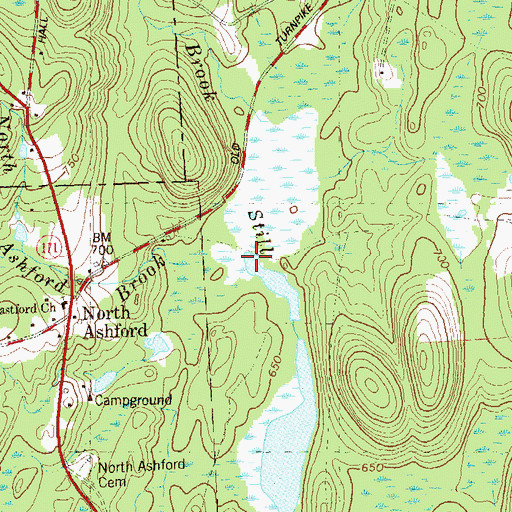 Topographic Map of North Ashford Brook, CT