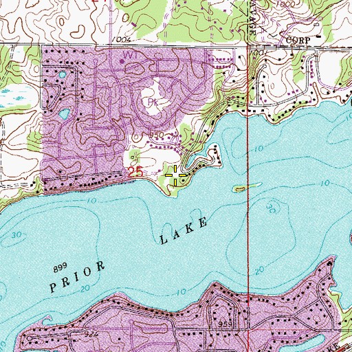 Topographic Map of Sand Point Beach, MN