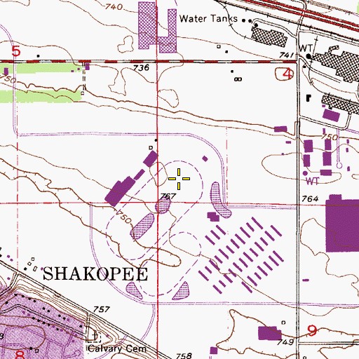 Topographic Map of Canterbury Park, MN