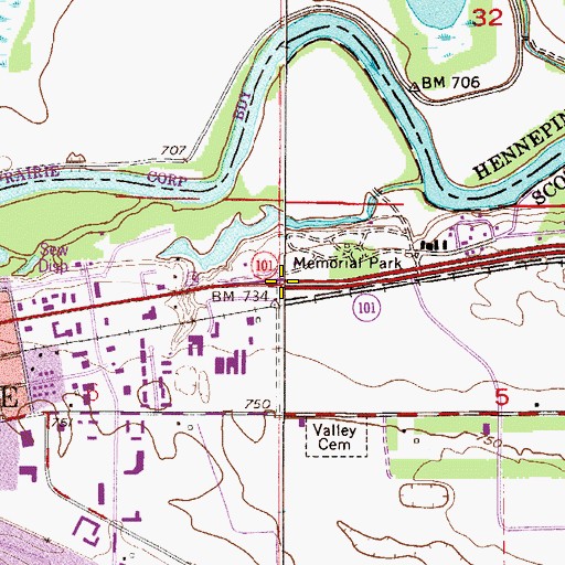 Topographic Map of Pond Mission Historical Marker, MN
