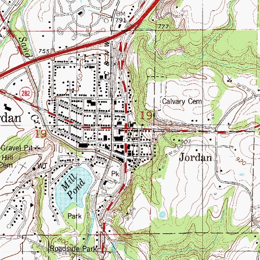 Topographic Map of Jordan City Hall, MN