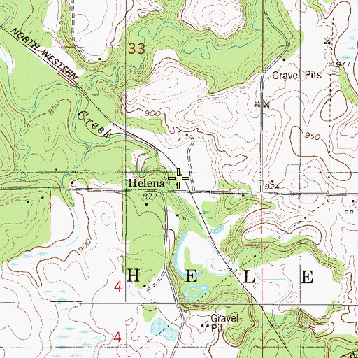Topographic Map of Helena Post Office (historical), MN