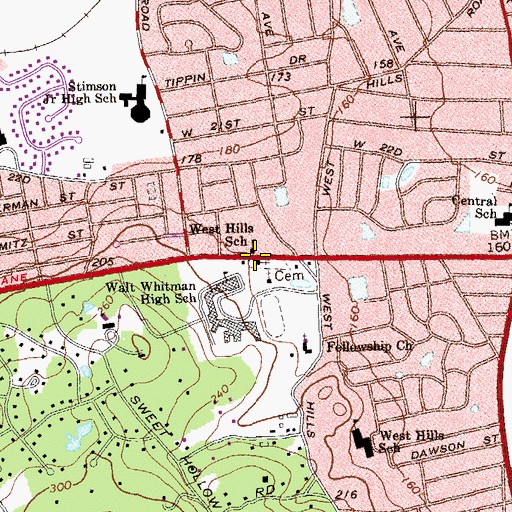 Topographic Map of West Hills Church, NY