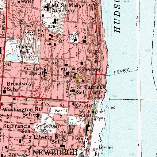 Topographic Map of Newburgh Free Library, NY