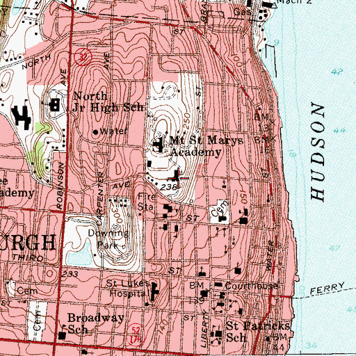 Topographic Map of Bishop Dunn Memorial Hall, NY