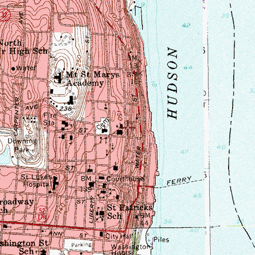 Topographic Map of Montgomery Street School, NY