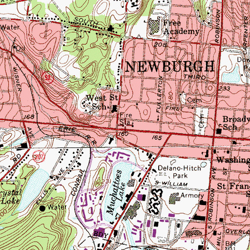 Topographic Map of Newburgh Fire Department Highland Steamer Company 3, NY