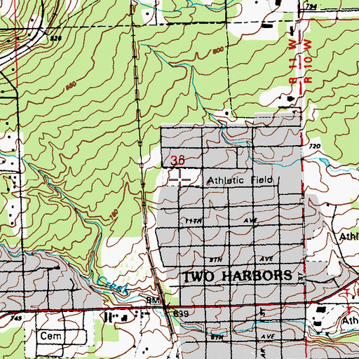 Topographic Map of Odegard Park, MN