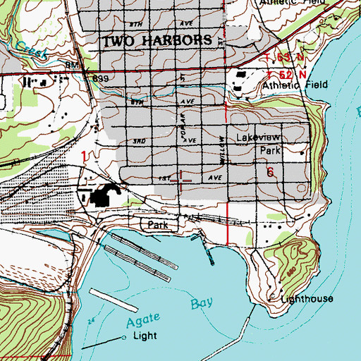 Topographic Map of Two Harbors Post Office, MN
