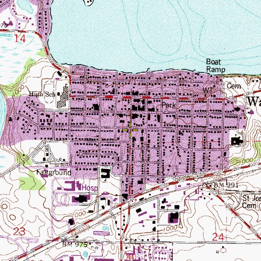 Topographic Map of Waconia City Hall, MN
