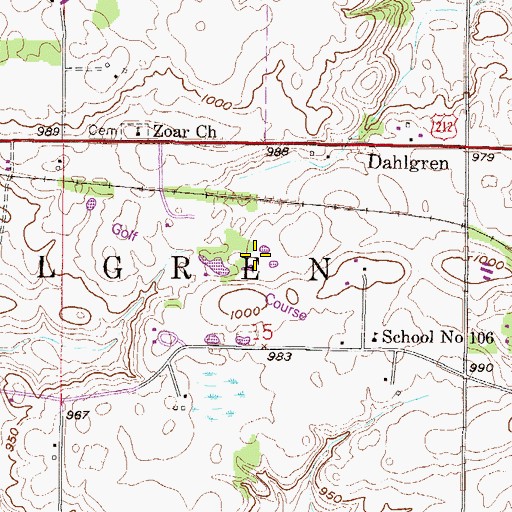 Topographic Map of Dahlgreen Golf Club, MN