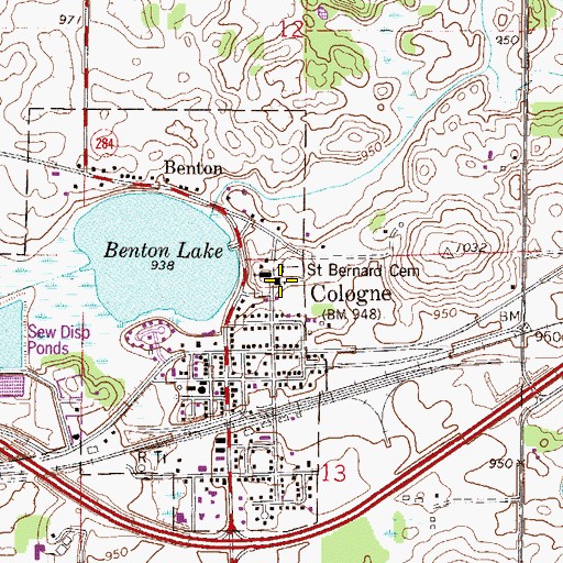Topographic Map of Saint Bernard Catholic School, MN