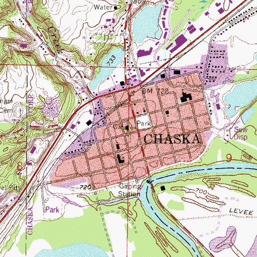 Topographic Map of Chaska City Hall, MN