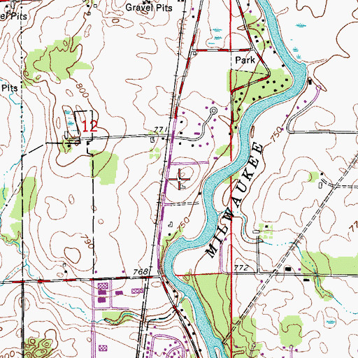 Topographic Map of Orchard Hill Stock Farm, WI