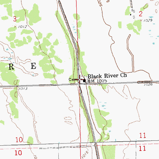 Topographic Map of Black River Cemetery, MN