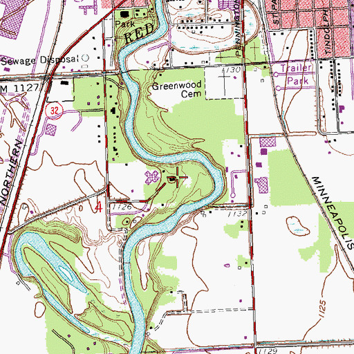 Topographic Map of Oakland Park Nursing Home, MN