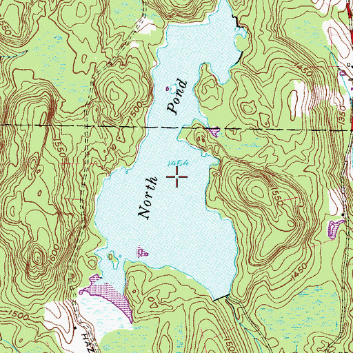 Topographic Map of North Pond, CT