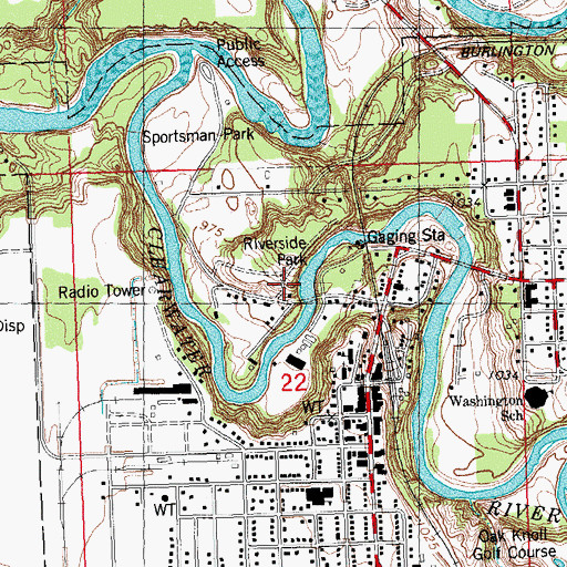 Topographic Map of Riverside Park Campground, MN