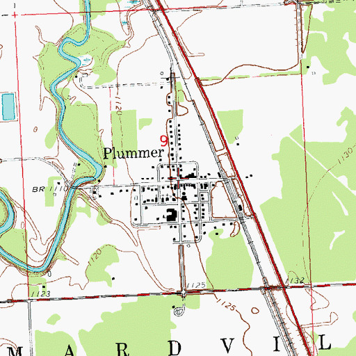 Topographic Map of Plummer City Hall, MN