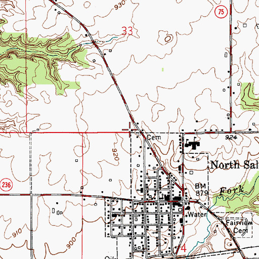 Topographic Map of North Salem Baptist Cemetery, IN