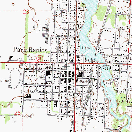 Topographic Map of Park Rapids Public Library, MN