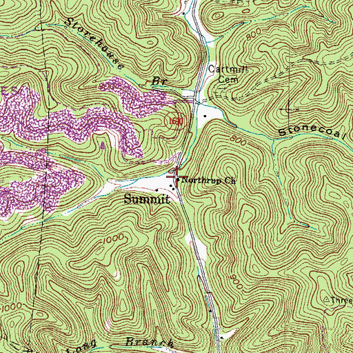 Topographic Map of Castle Hollow, KY