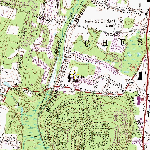 Topographic Map of Norton School, CT