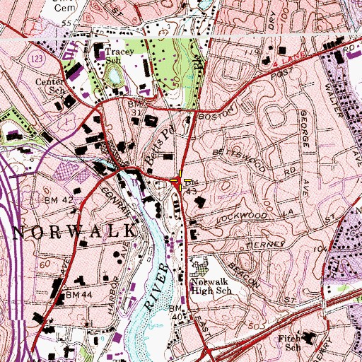 Topographic Map of Norwalk, CT