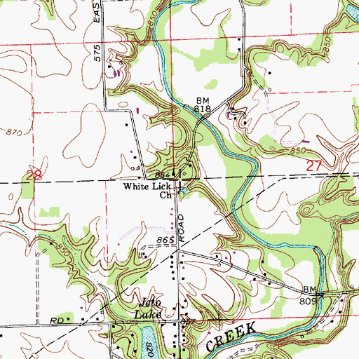 Topographic Map of White Lick Presbyterian Cemetery, IN
