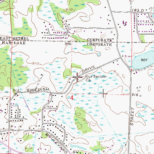 Topographic Map of Our Saviour's Lutheran Church Cemetery, MN