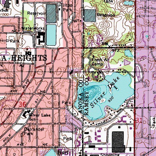 Topographic Map of Silver Lake Park, MN