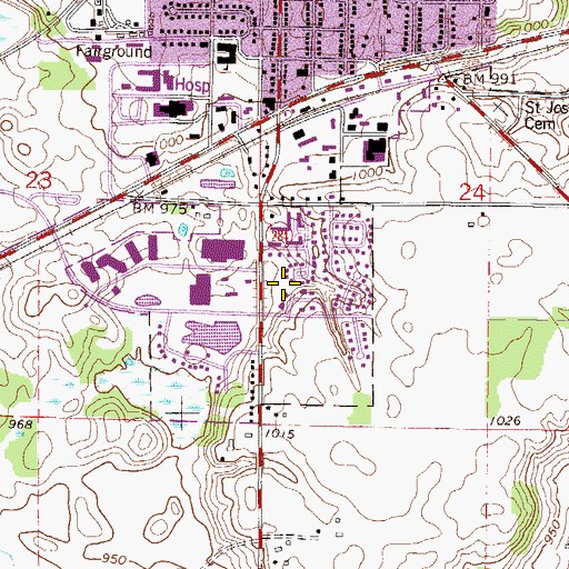 Topographic Map of Fox Run Park, MN