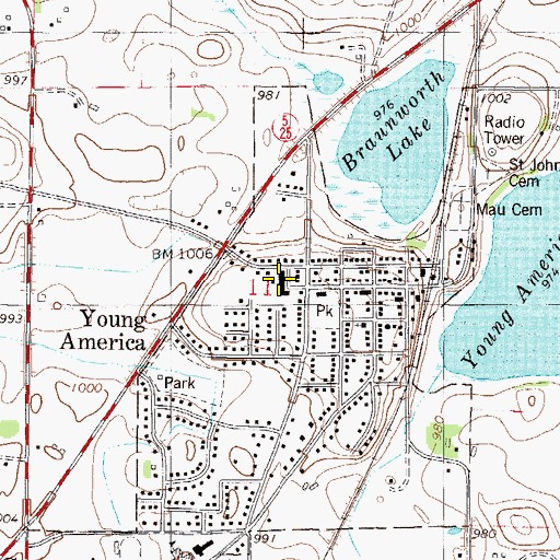 Topographic Map of Saint John's Lutheran School, MN