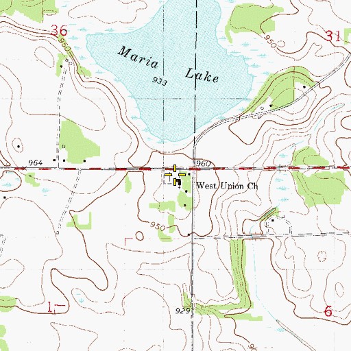Topographic Map of West Union Lutheran Church Cemetary, MN