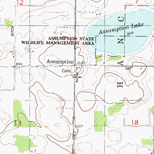 Topographic Map of Assumption Post Office (historical), MN