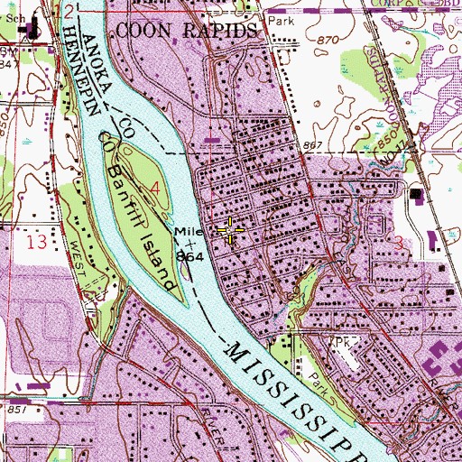 Topographic Map of Glencoe Park, MN