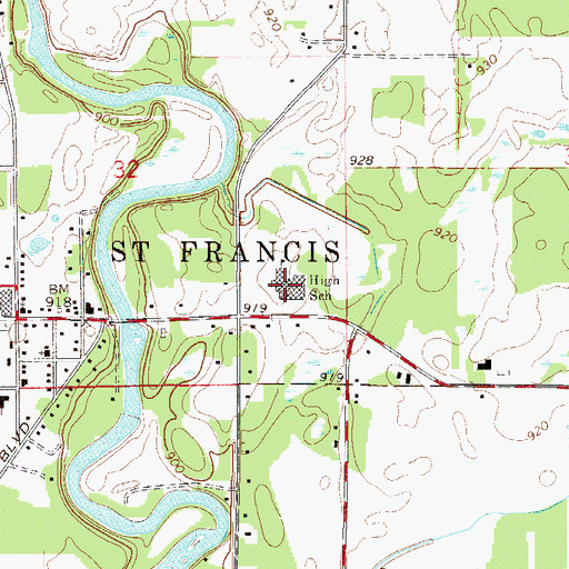 Topographic Map of Saint Francis High School, MN
