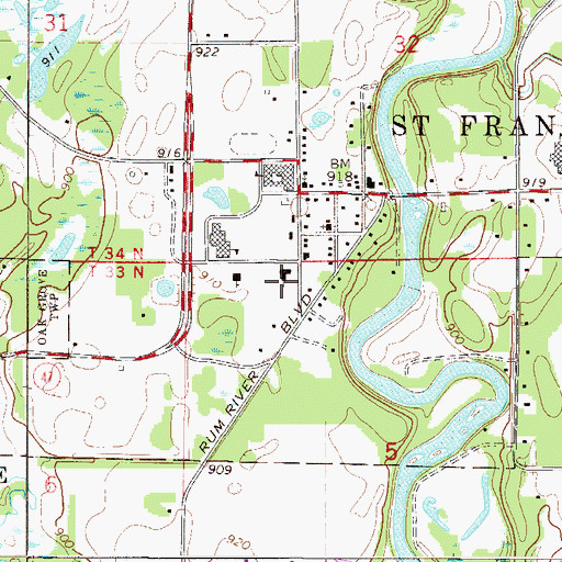 Topographic Map of Trinity Lutheran School, MN