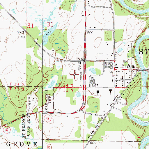 Topographic Map of Saint Francis Christian School, MN