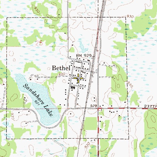 Topographic Map of Bethel Community Church, MN