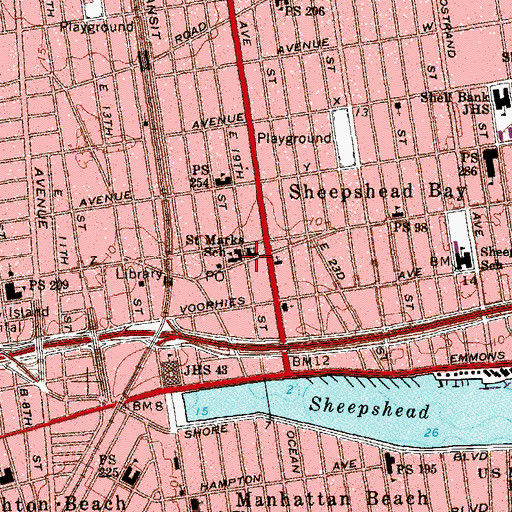 Topographic Map of Saint Marks Roman Catholic Church, NY