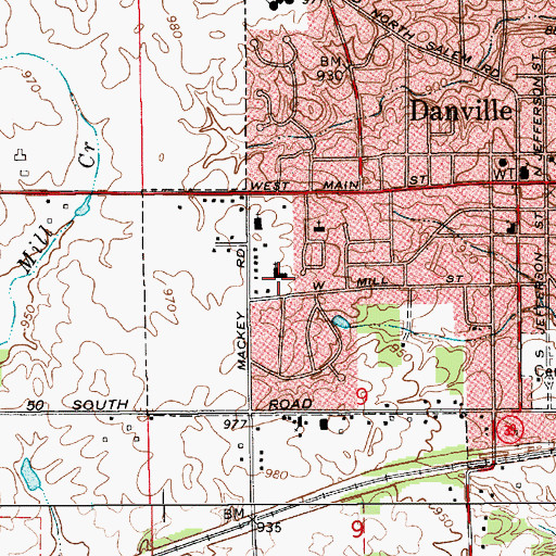 Topographic Map of Danville United Methodist Church, IN