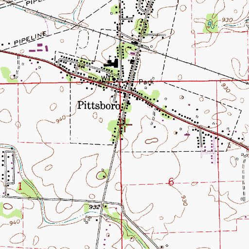 Topographic Map of Pittsboro Baptist Church, IN